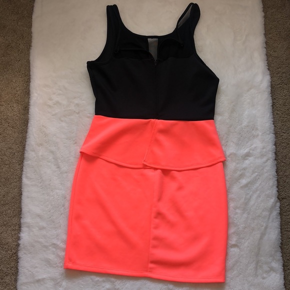 Charlotte Russe black and neon orange peplum dress - Picture 4 of 6